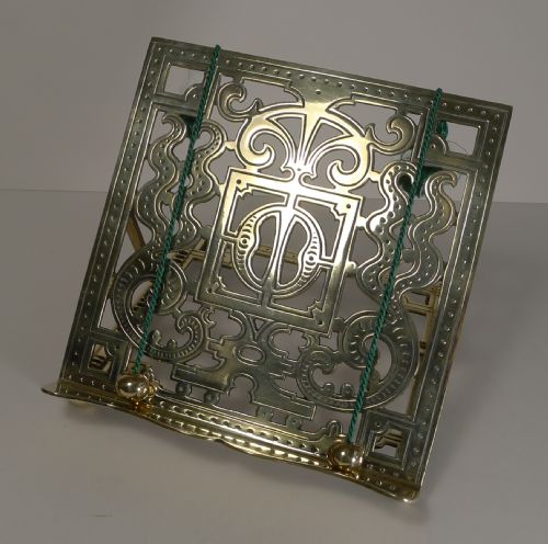 Charming Antique English Brass Book Stand / Lectern C.1880