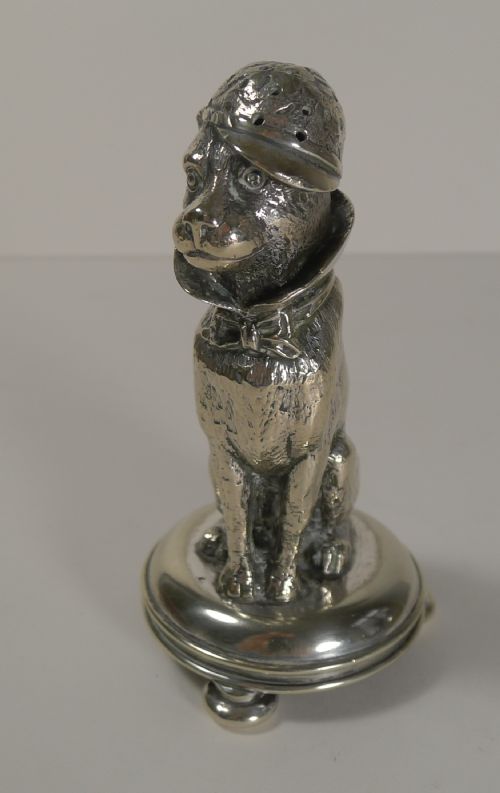 fig 1. Rare Antique English Figural Pounce Pot - Dog - c.1870