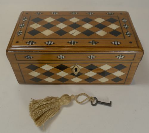 Highly Decorative Ivory and Ebony Inlaid Sandalwood Box - Anglo Indian C.1830