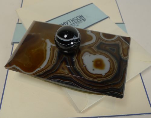Antique Desk-top Rocking Blotter in Scottish Agate C.1880