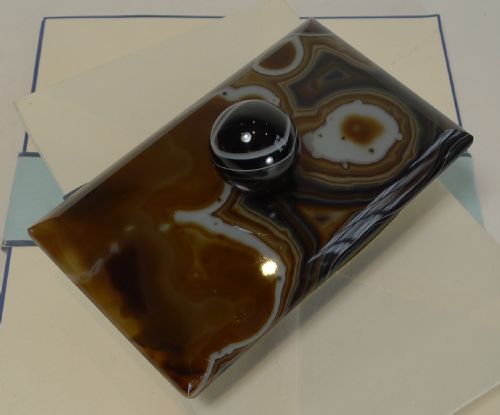 fig 1. Antique Desk-Top Rocking Blotter In Scottish Agate c.1880