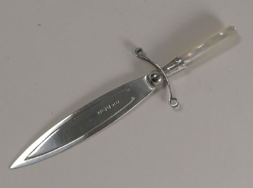 English Sterling Silver and Mother of Pearl Bookmark - Sword
