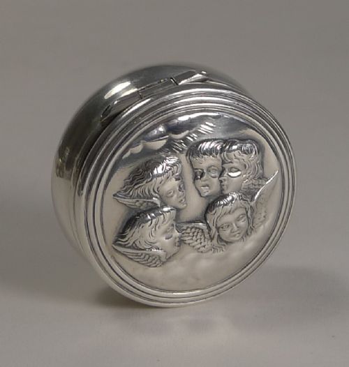 Wonderful Antique English Sterling Silver Pill Box - Reynold's Angels