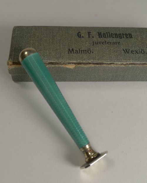 Swedish Silver Gilt and Guilloche Enamel Desk Seal C.1920