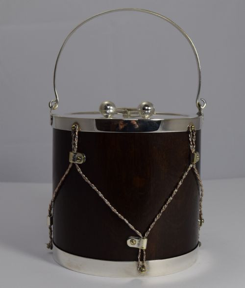 Fabulous Antique English Oak & Silver Plated Drum Form Biscuit Box / Barrel C.1890