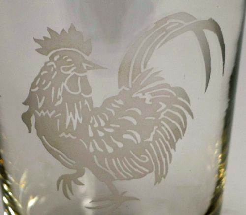 fig 1. Vintage English Glass and Sivler Plate Cocktail Shaker - Rooster, by James Dixon c.1930