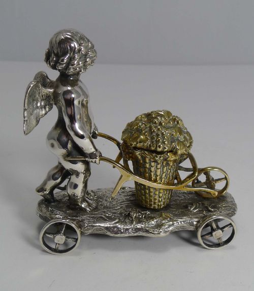 fig 1. Antique English Silver Plated Cherub Inkwell by Elkington and Co. - 1848