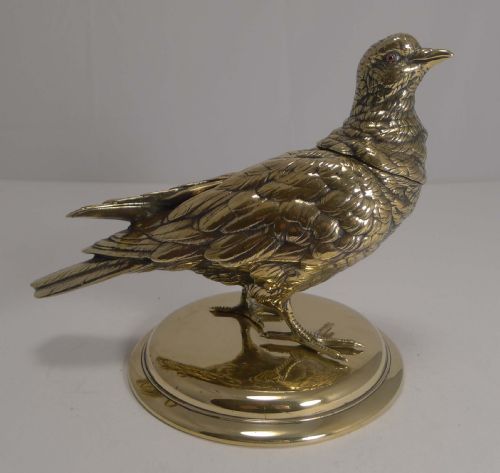 Magnificent and Impressive Antique English Figural Inkwell - Dove C.1880