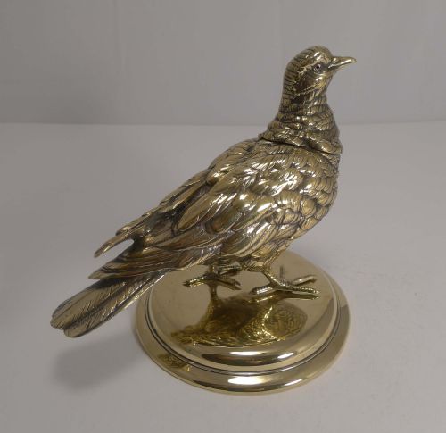 fig 1. Magnificent and Impressive Antique English Figural Inkwell - Dove c.1880