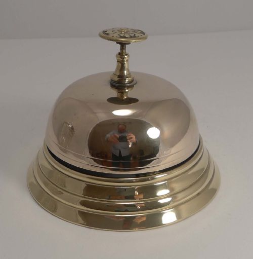 Oversized Antique English Brass Desk or Counter Bell C.1880