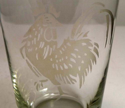 fig 2. Vintage English Glass and Sivler Plate Cocktail Shaker - Rooster, c.1930
