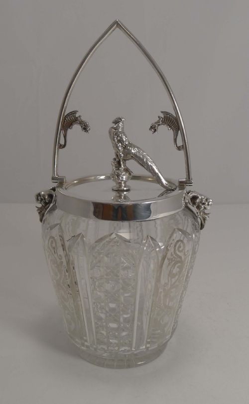 Magnificent and Unusual Antique Cut Crystal and Silver Plated Biscuit Box C.1880