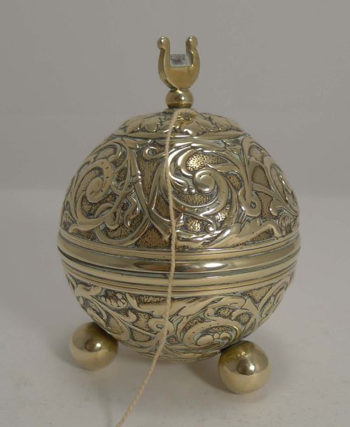 Antique English Cast Brass String Box / Dispenser C.1880