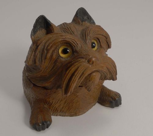Antique Black Forest Figural Table Vesta - Dog C.1890
