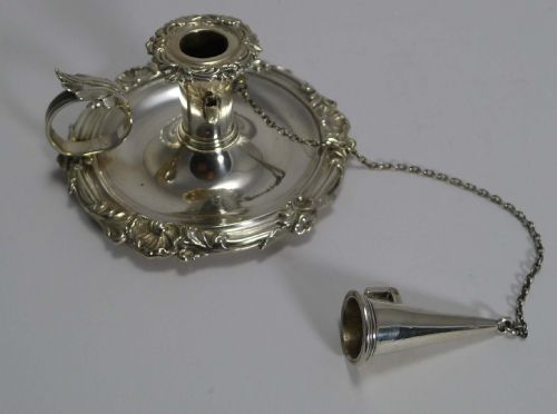 Early English Sterling Silver Chamberstick and Snuffer by William Ker Reid - 1840