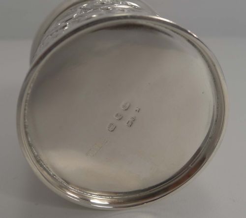 fig 2. HANDSOME ANTIQUE ENGLISH STERLING SILVER CYLINDRICAL DRESSING TABLE BOX