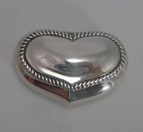 Sweet Antique English Sterling Silver Heart Shaped Pill Box - 1899