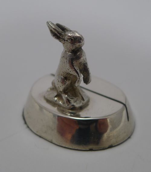 Charming English Figural Menu Holder by Sampson Mordan - Hare or Rabbit