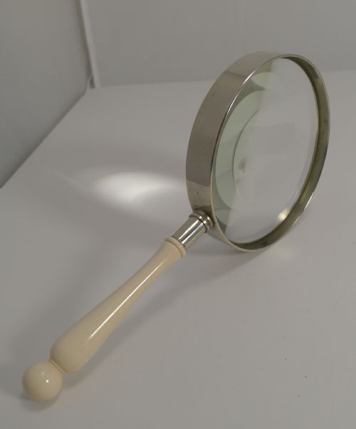fig 1. Antique English Cased Ivory Handled Library Magnifying Glass c.1850