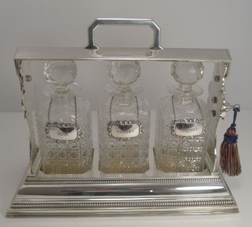 fig 2. Grand Antique English Silver Plate Tantalus c.1890 by Daniel and Arter With Sterling Labels