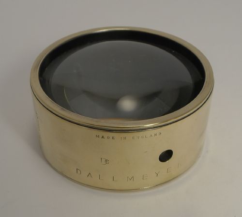 English Antique Brass Desk Magnifying Glass / Paperweight C.1910 by Dallmeyer