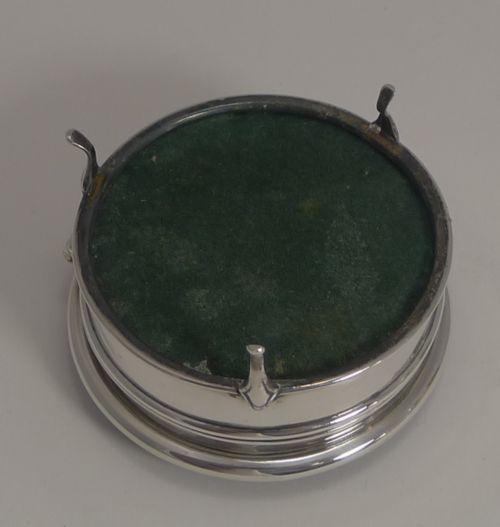 fig 1. English Sterling Silver & Amethst Guilloche Enamel Jewellery Box -1927