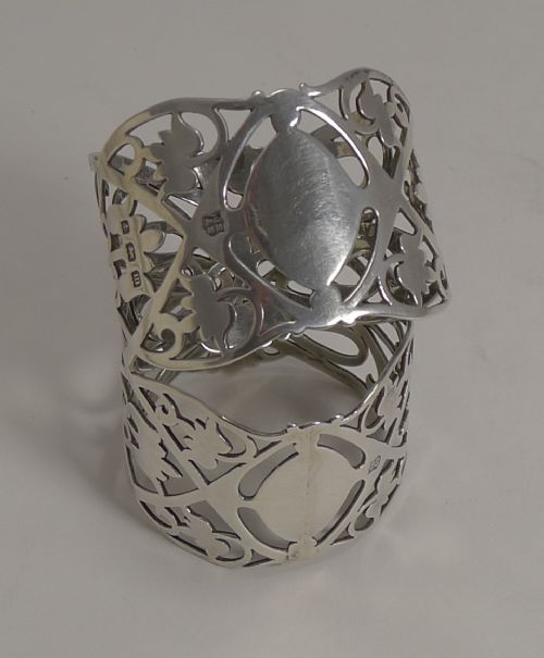 Beautiful Pair Antique English Sterling Silver Napkin Rings