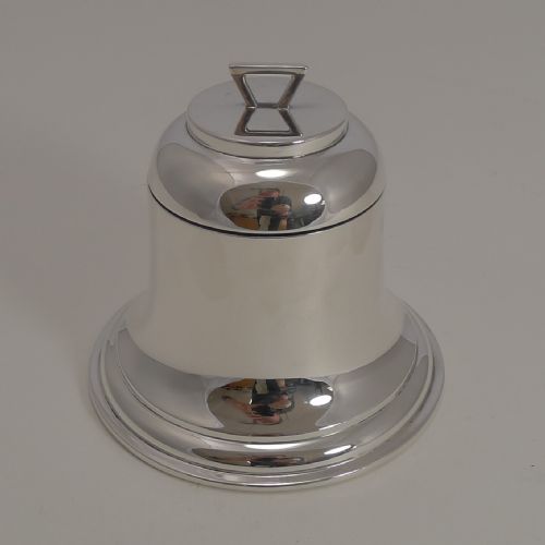 Large Antique English Sterling Silver Novelty Inkwell - Bell - 1908