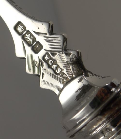 fig 1. Fine Quality Antique English Sterling Silver and Mother of Pearl Bread Fork