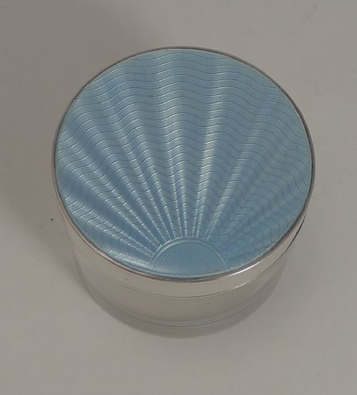 fig 1. Art Deco Sterling Silver & Guilloche Enamel Lidded Jar - 1934