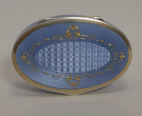 Exquisite Antique Sterling Silver and Purple Enamel Pill Box