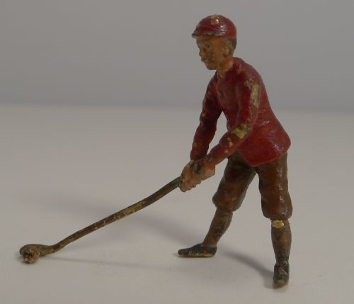 Antique Miniature Cold Painted Bronze Figure - Golfer C.1910