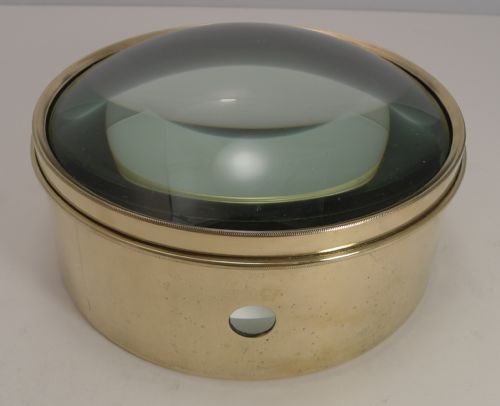 Mammoth English Antique Brass Desk Magnifying Glass / Paperweight C.1910