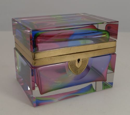 French Art Deco Rainbow Crystal Jewellery Casket C.1930