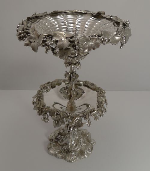 Grand English Elkington Silver Plate Fruit Centerpiece - 1857