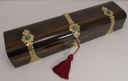 Oversized Antique Brass and Malachite Mounted Coromandel Box C.1860