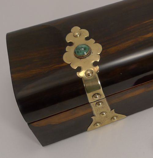 fig 1. Oversized Antique Brass and Malachite Mounted Coromandel Box c.1860