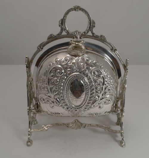Antique English Decorative Silver Plated Staniforth's Biscuit Box Dated 1900