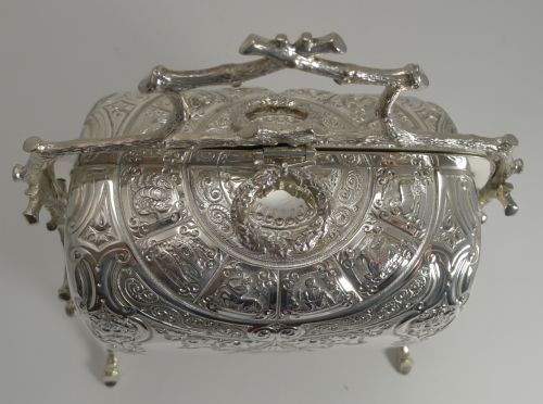 fig 1. Rare Antique English Staniforth's Folding Biscuit Box - Zodiac Wheel c.1890