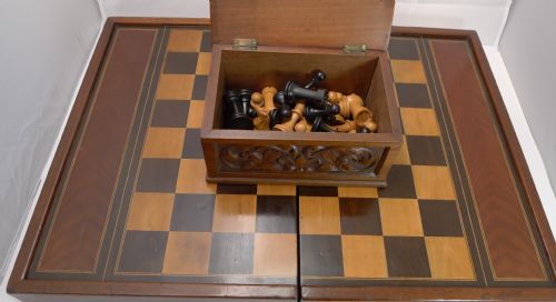 Oversized Games Box - Backgammon, Chess, Drahghts C.1890