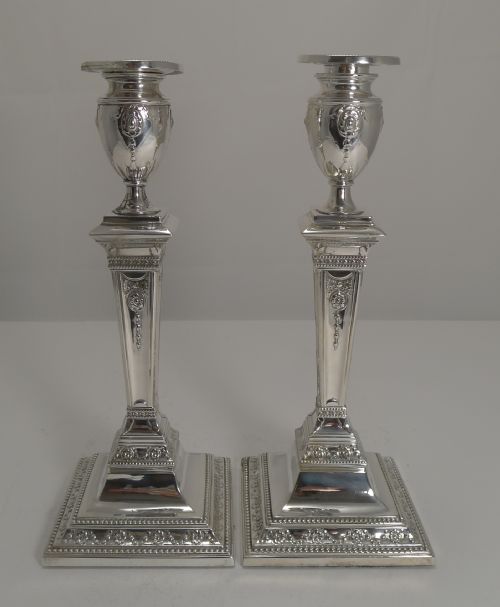 Stunning Pair Antique English Silver Plated Candlesticks C.1880