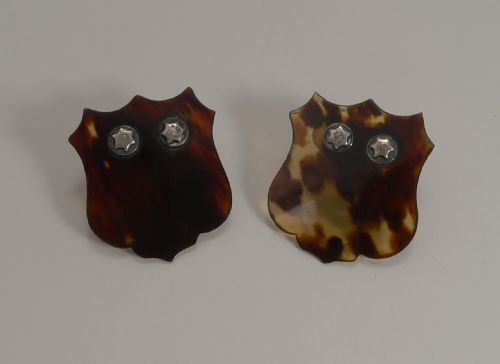 PAIR ANTIQUE ENGLISH STERLING SILVER AND TORTOISESHELL HEART LETTER CLIPS - ADDITIONAL PHOTO 4