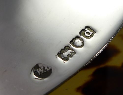 PAIR ANTIQUE ENGLISH STERLING SILVER AND TORTOISESHELL HEART LETTER CLIPS - ADDITIONAL PHOTO 5