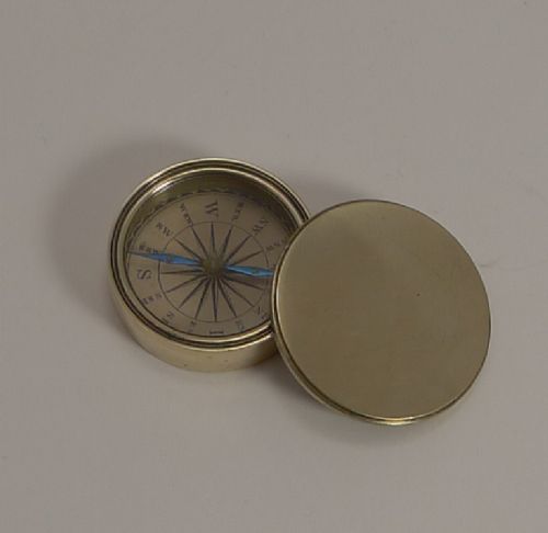 Antique English Pocket Compass in Brass Case C.1880
