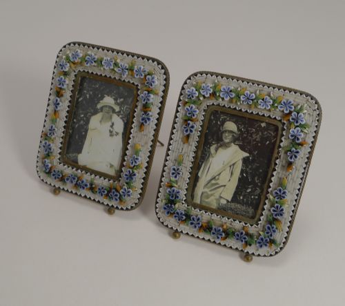 Superb Small Pair Antique Venetian Micro-mosaic Photograph Frames C.1900