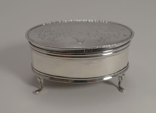 fig 1. Pretty Vintage Sterling Silver Jewellery Box - Basket of Flowers