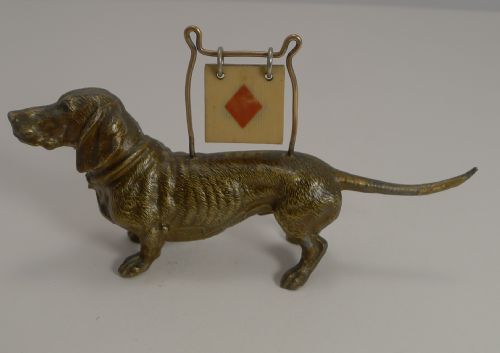 Antique English Figural Trumps Marker - Dog - Dachshund C.1910