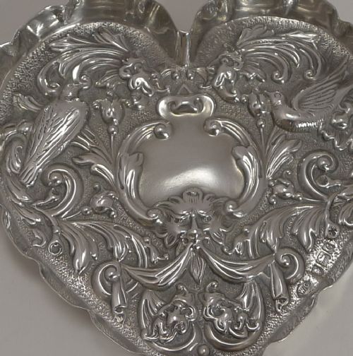 fig 1. Victorian English Sterling Silver Heart Shaped Dish - London 1898