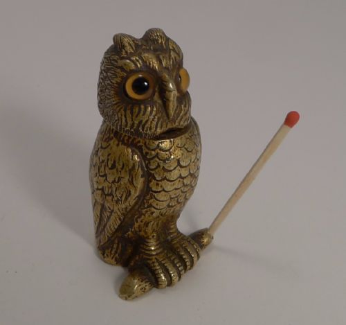 Antique English Figural Vesta / Go-to-bed with Original Glass Eyes C.1880