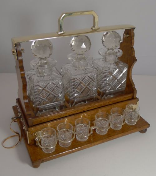 Unusual Top Notch Antique English Tantalus C.1890